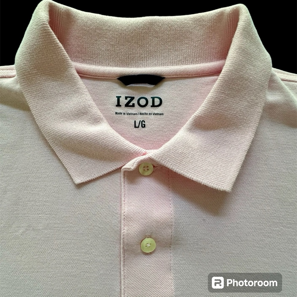 Izod Classic Pink Polo Shirt-Men’s Unisex design- Large Light Pink Short Sleeve - Picture 2 of 5